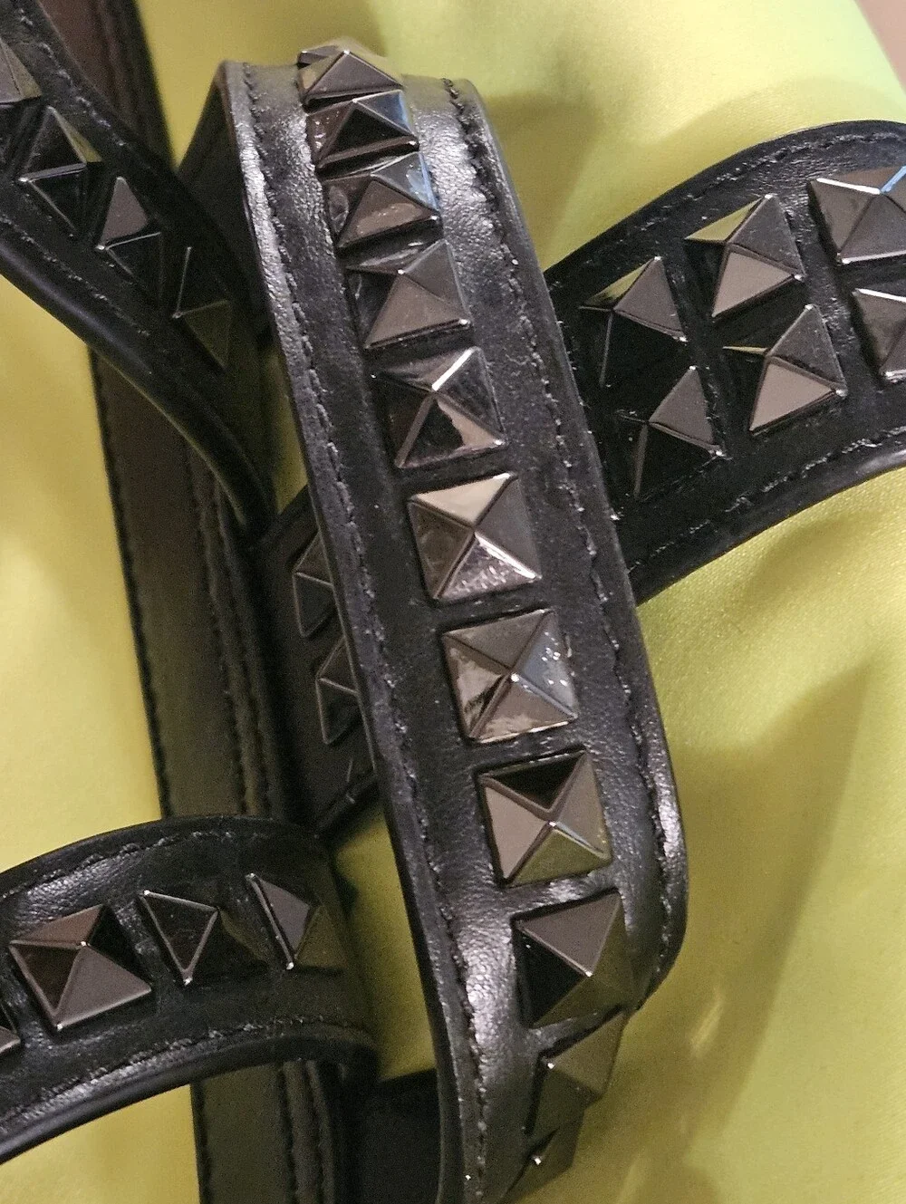 Michael Kors Olivia Neon Yellow Backpack with Black Stud Accents